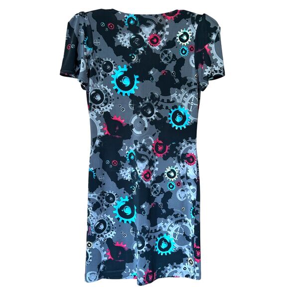 Emilio Pucci Steampunk Gears Print Dress Gray Turquoise Pink IT 42 / US 8 - Picture 2 of 9